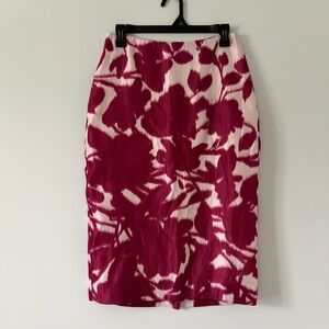 Prabal Gurung Berry Light Pink Silk Cotton Hazy Floral Pencil Skirt S